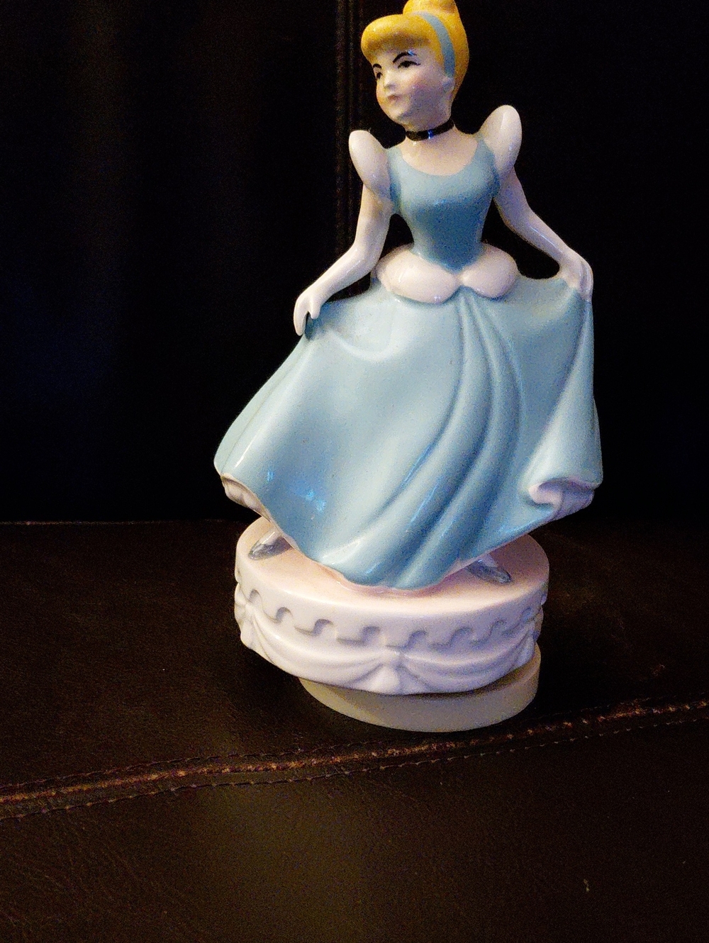 Light Blue Ceramic Cinderella.music Box Figurine